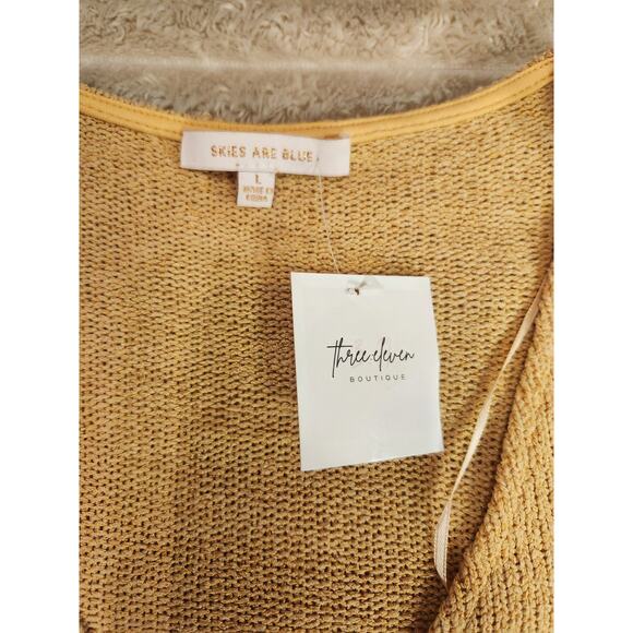 🌼 Skies Are Blue Mustard Knit Romper Size Large NWT - Picture 7 of 7